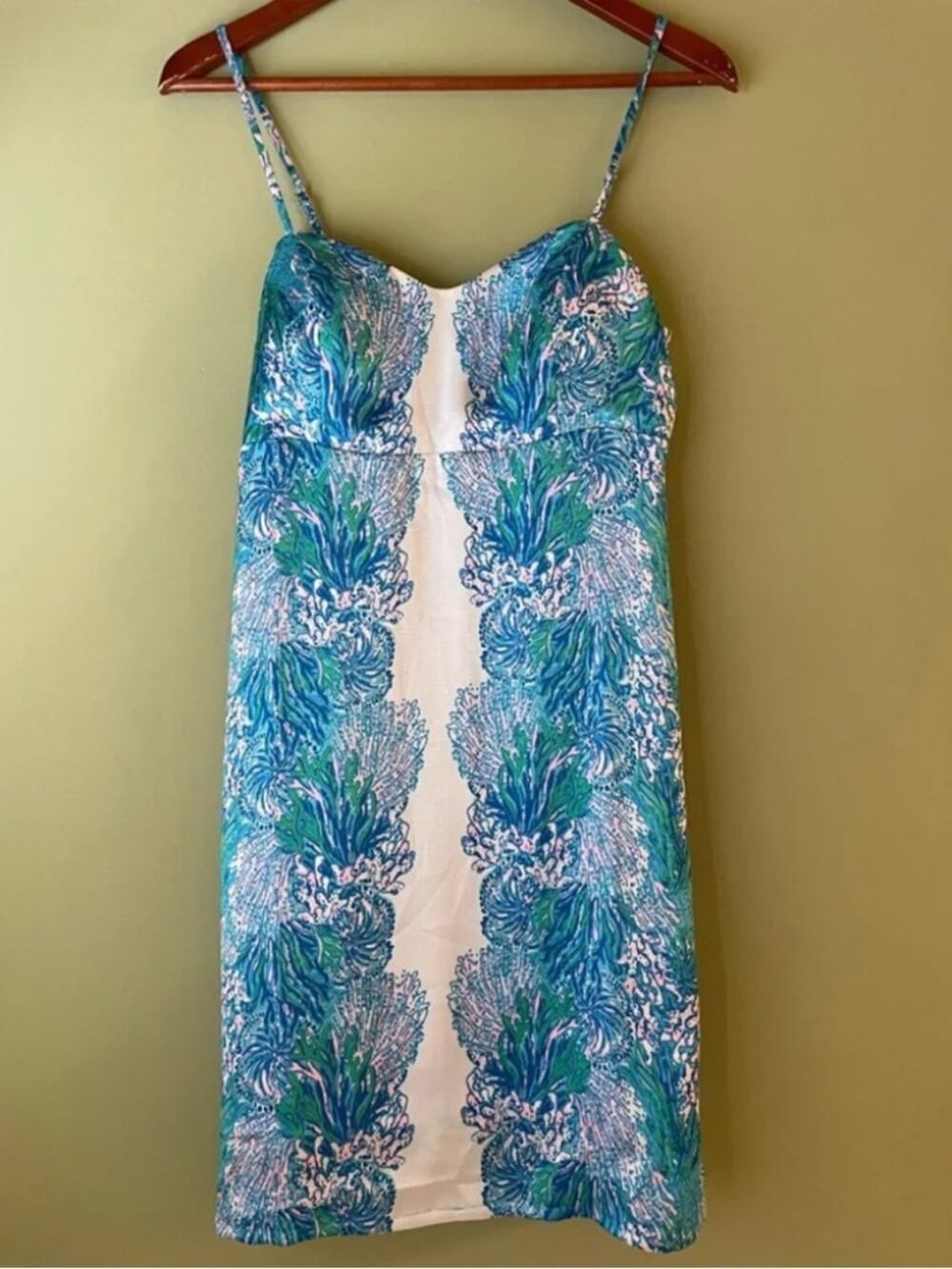 Lilly Pulitzer Gillian Satin Slip Mini Dress Las Olas Aqua blue coral print 6 - Picture 7 of 9